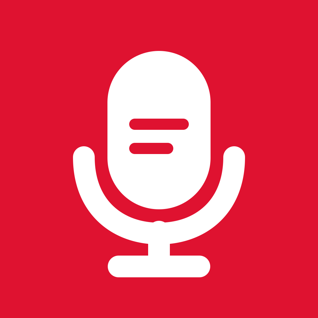 Recall app icon, a white microphone on a red background